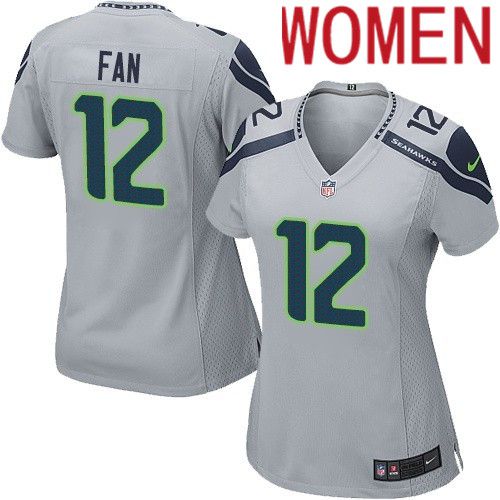 Women Seattle Seahawks 12th Fan Nike Gray Game NFL Jersey->women nfl jersey->Women Jersey